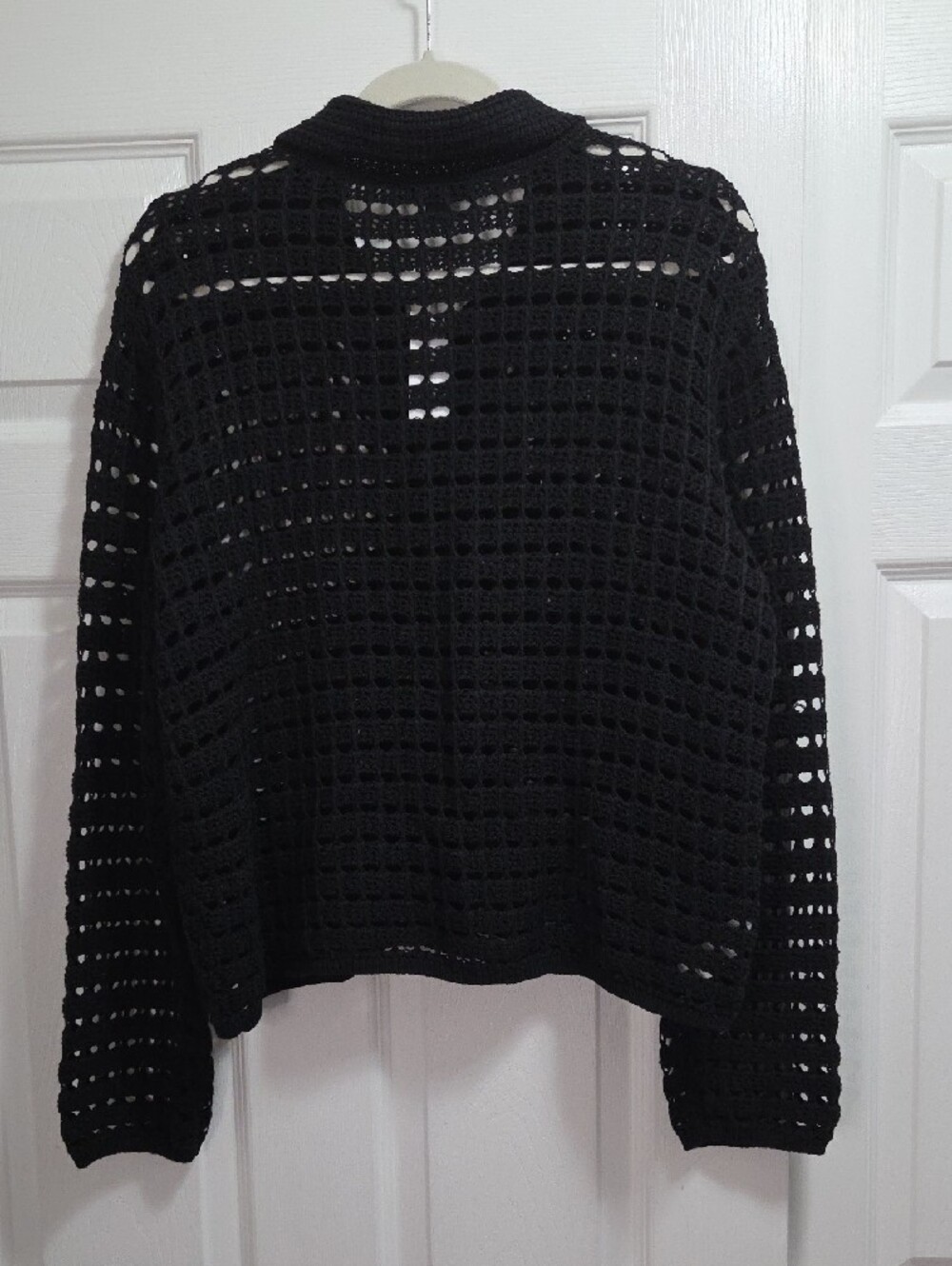 Ann Taylor Black Open-Knit Button Down Cardigan - Picture 4 of 5